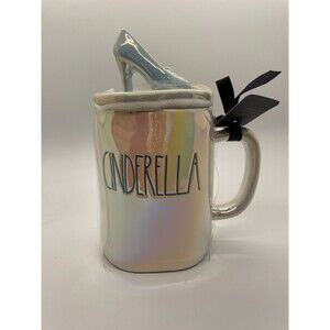 Rae Dunn Disney Princess Cinderella Iridescent Mug w/Glass Slipper Topper
